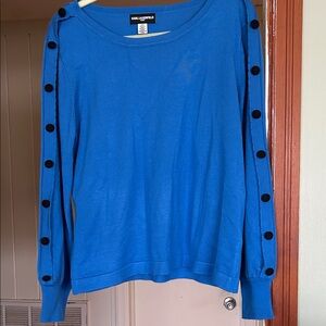 Karl Lagerfeld Blue Sweater with Black Button Accents